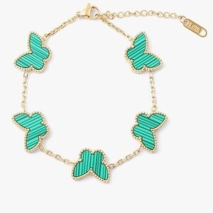 Butterfly Charm Bracelet in Gold and Green